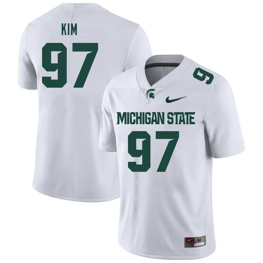 Men #97 Jonathan Kim Michigan State Spartans College Football Jerseys Stitched Sale-White